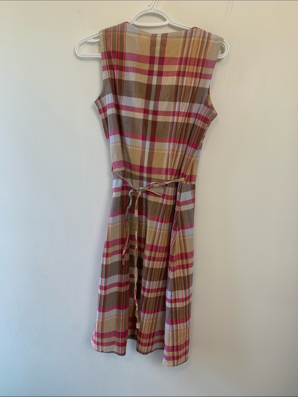 Liz Claiborne Vintage Brown & Pink Plaid Wrap Midi Dress - Picture 4 of 12